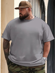 Big & Tall Men's Pure Cotton T-Shirt - Black, White, Beige | Breathable & Moisture-Wicking | Everyday Casual Wear