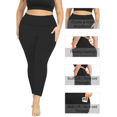Plus Size High-Waisted Yoga Pants with Pockets | Butt-Lifting Gym Leggings