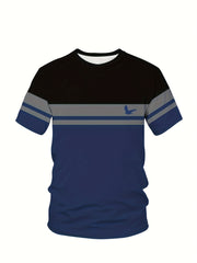 Men's Geometric-Pattern T-Shirt - Casual & Sporty Style