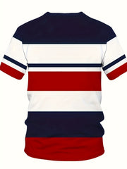 Men's Casual Printed T-Shirt - 100% Polyester, Lightweight & Breathable