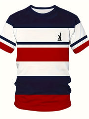 Men's Casual Printed T-Shirt - 100% Polyester, Lightweight & Breathable